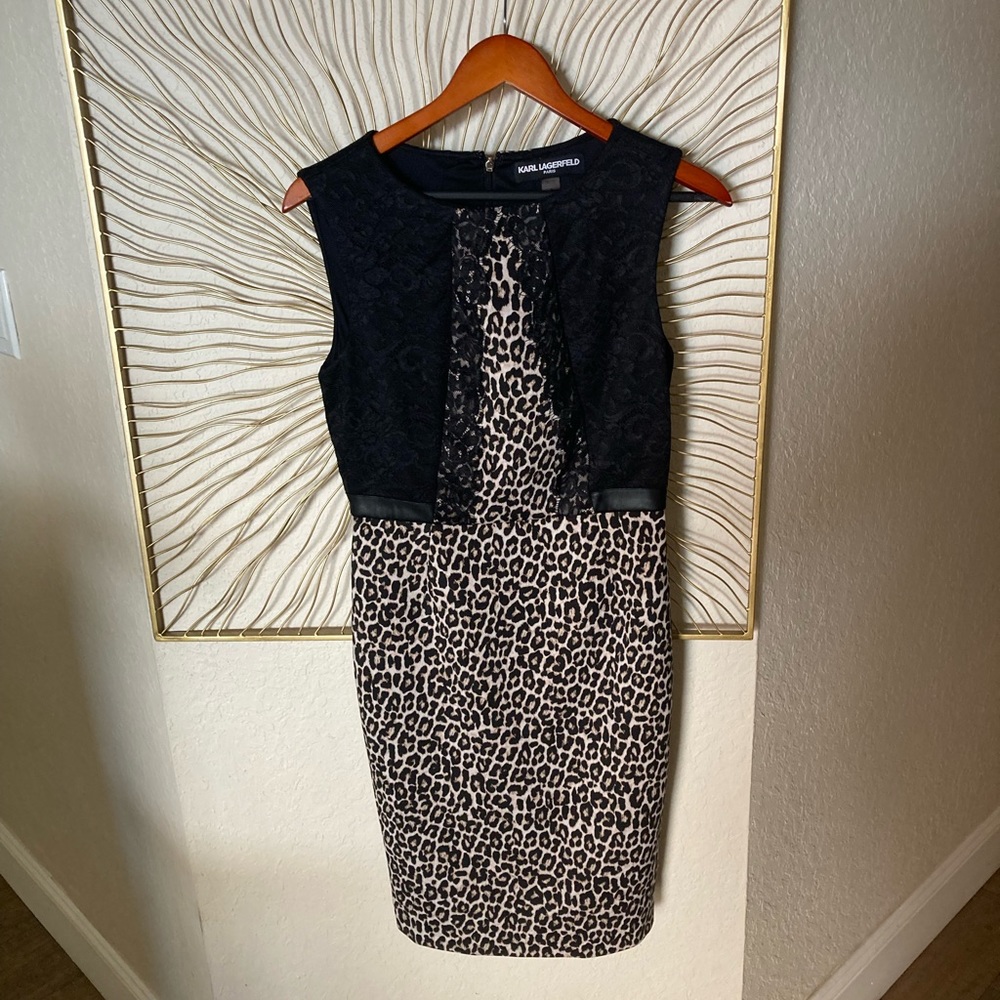 Karl Lagerfeld leopard and lace dress